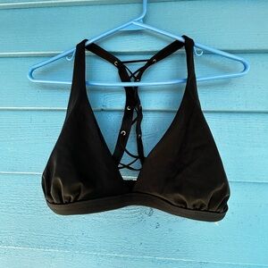VICTORIA SECRET Halter Bikini Top Black w/ Gold Accents Ladies size Large